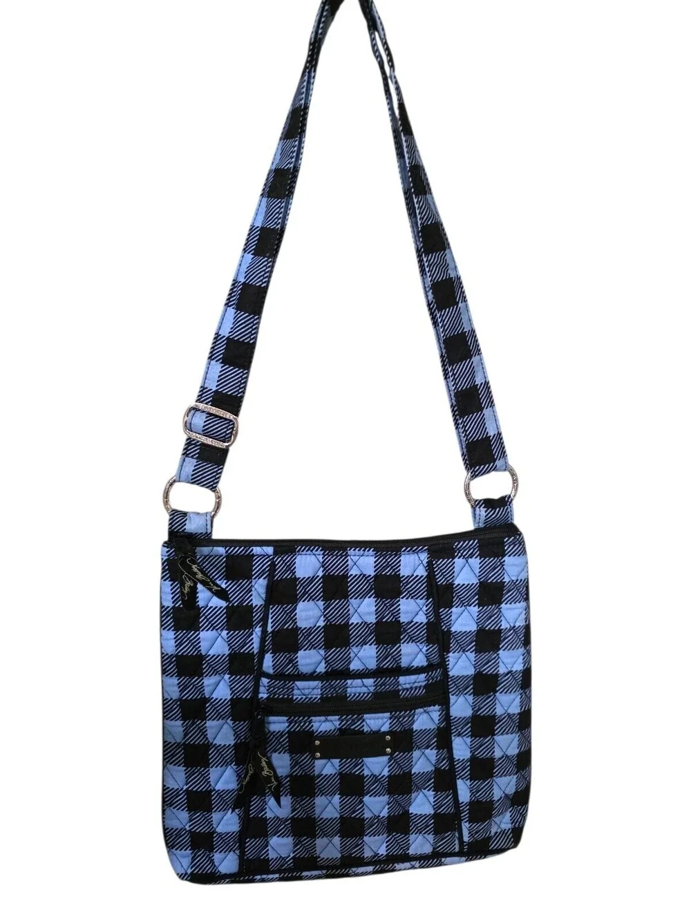 Vera Bradley Blue Buffalo Check Quilted Crossbody Shoulder Bag Lightweight NWOT - Picture 1 of 16